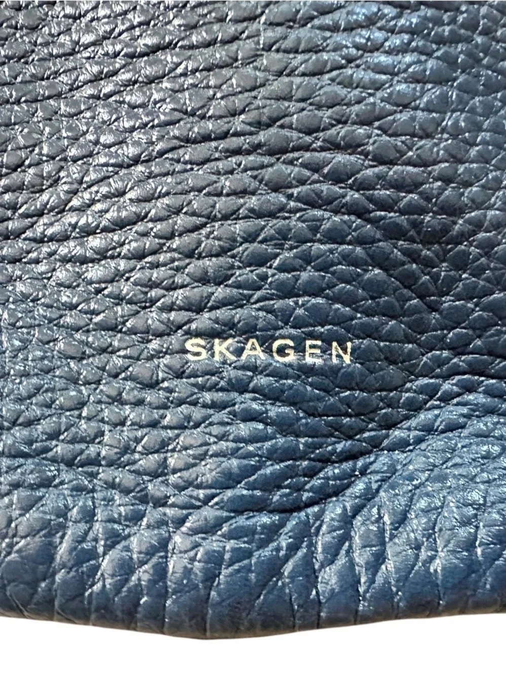 Skagen Navy Blue Leather Shoulder Tote
